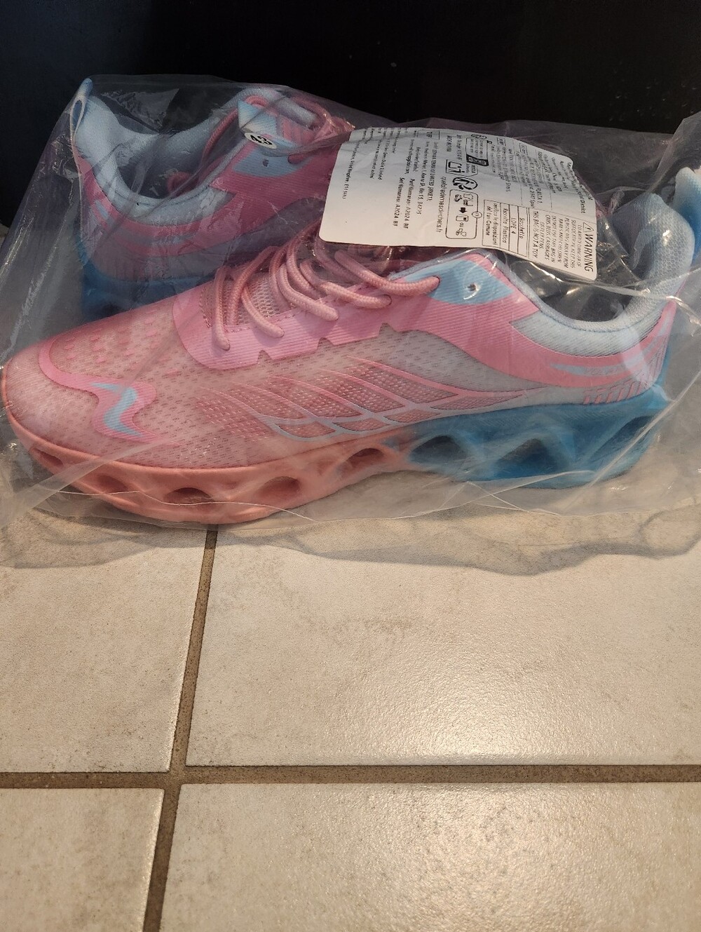 Pink and Light Blue Athletic Sneakers - Picture 2 of 3